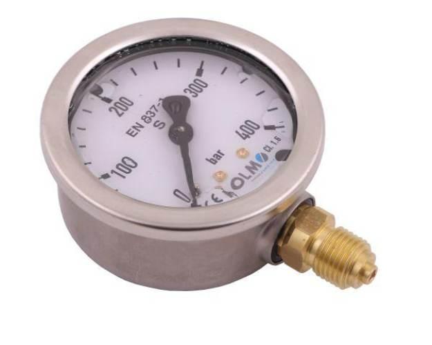 Manometr glicerynowy M63 0-400 bar dolne przyłącze G1/4" POLMO