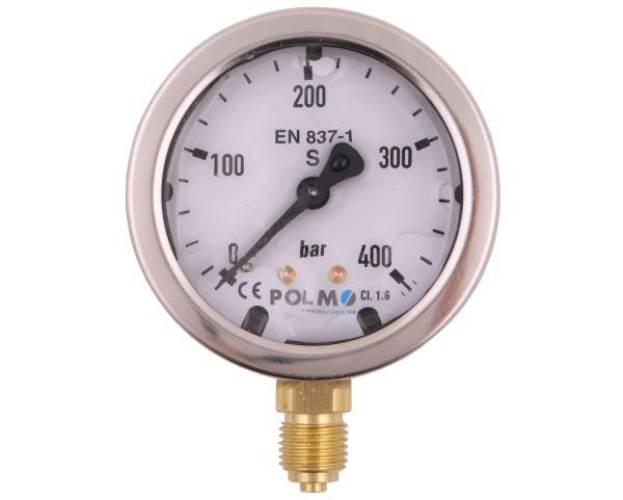 Manometr glicerynowy M63 0-400 bar dolne przyłącze G1/4" POLMO - zdjęcie 2