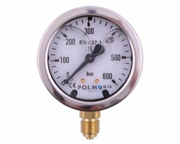 Manometr glicerynowy M63 0-600 bar dolne przyłącze G1/4" POLMO - zdjęcie 2