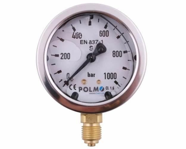 Manometr glicerynowy M63 0-1000 bar dolne przyłącze G1/4" POLMO - zdjęcie 2