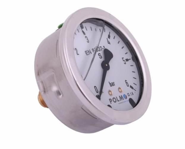 Manometr glicerynowy M63 0-6 bar tylne przyłącze G1/4" POLMO MGH63KG14T6P