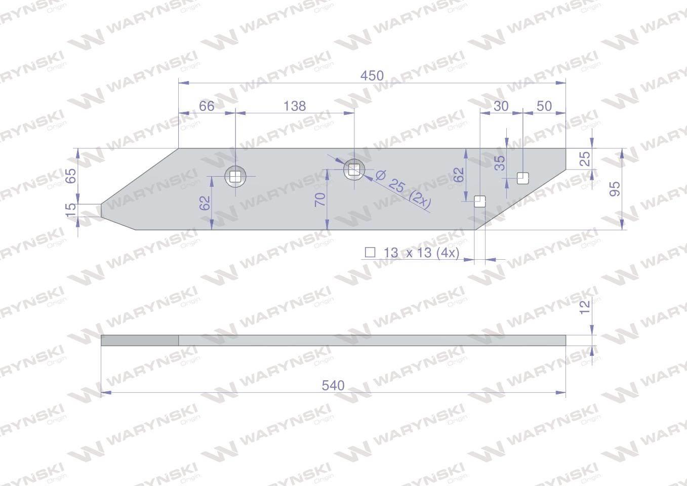 Listwa płozy prawa zastosowanie PO1879 Unia MX WARYŃSKI W-1150510030 - zdjęcie 2