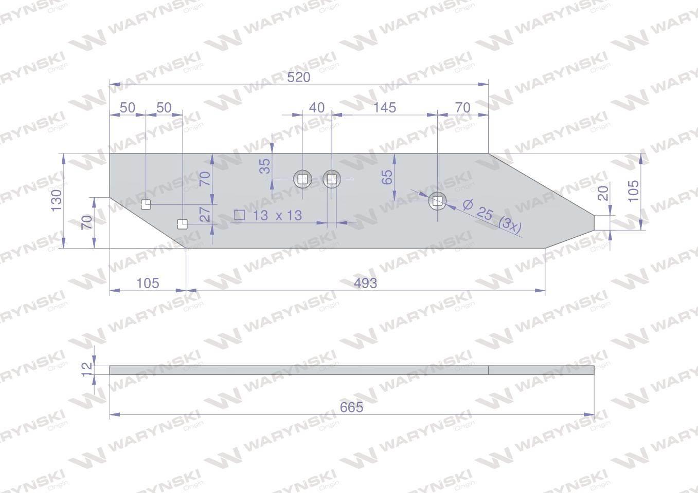 Listwa płozy lewa zastosowanie PO1712 Unia ZX WARYŃSKI W-1153520030 - zdjęcie 3