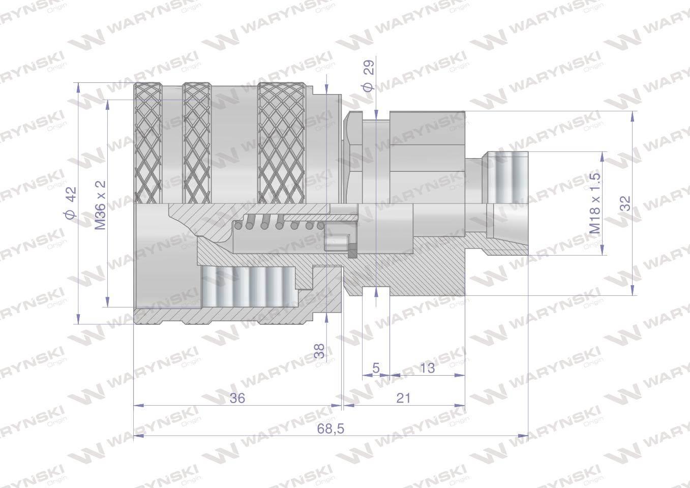Szybkozłącze hydrauliczne skręcane wtyczka M18x1.5 gwint zewnętrzny 300bar