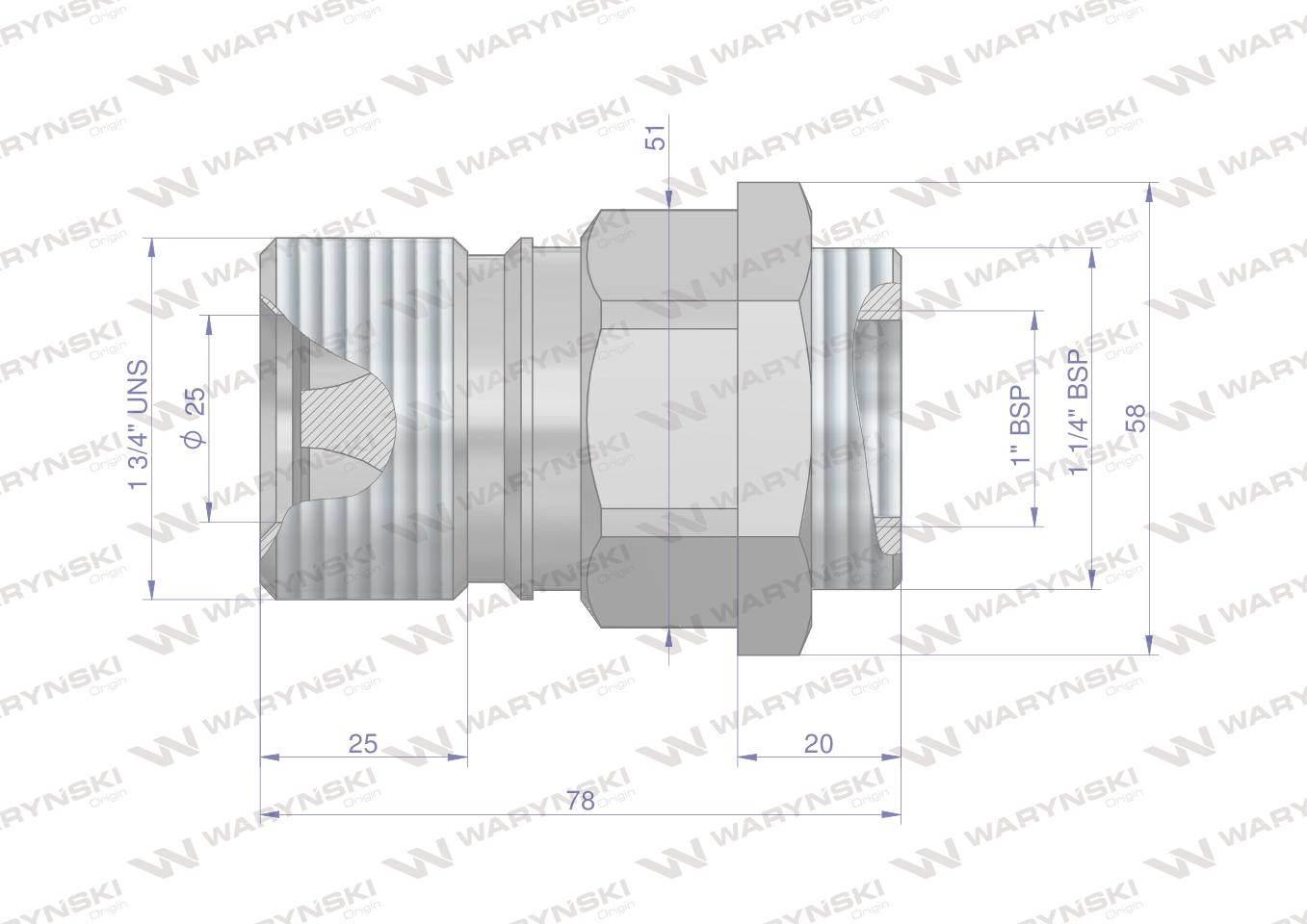Szybkozłącze hydrauliczne skręcane (motylkowe) gniazdo G3/4"BSP gwint wewnę - zdjęcie 2
