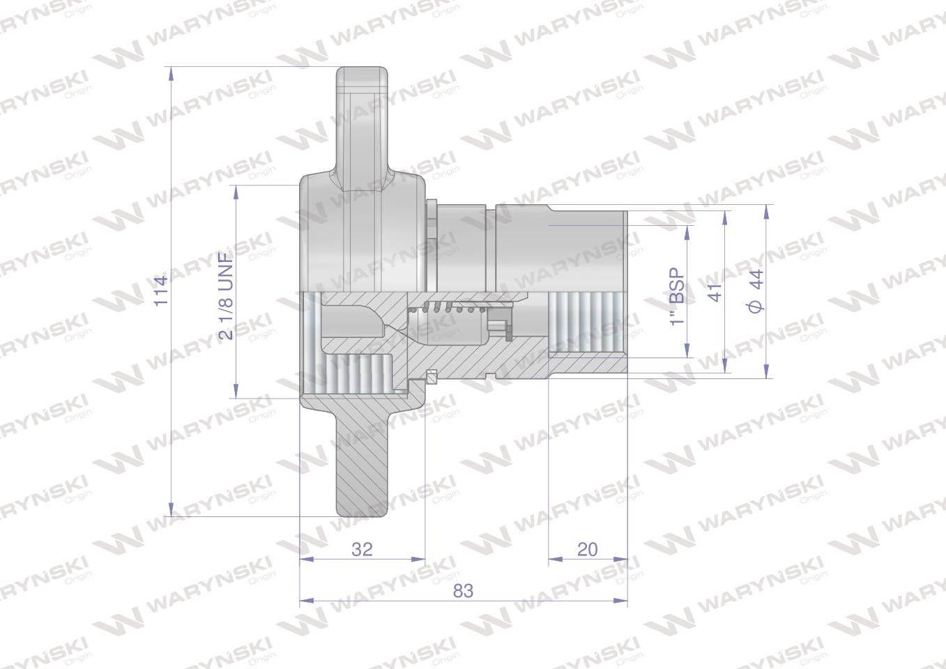 Szybkozłącze hydrauliczne skręcane (motylkowe) wtyczka G1"BSP gwint wewnętr - zdjęcie 2