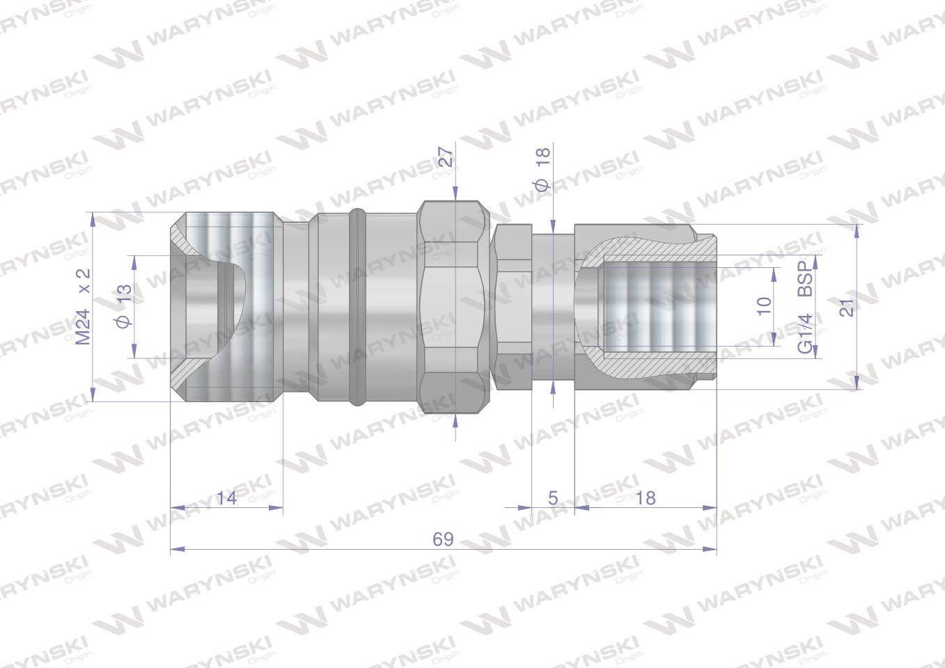 Szybkozłącze hydrauliczne skręcane gniazdo G1/4"BSP gwint wewnętrzny 350bar - zdjęcie 2