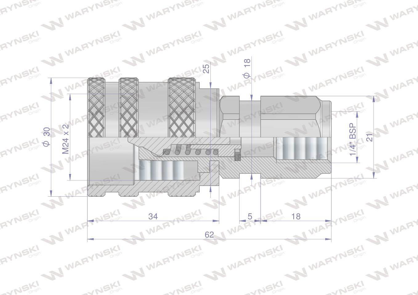 Szybkozłącze hydrauliczne skręcane wtyczka G1/4"BSP gwint wewnętrzny 350bar - zdjęcie 2