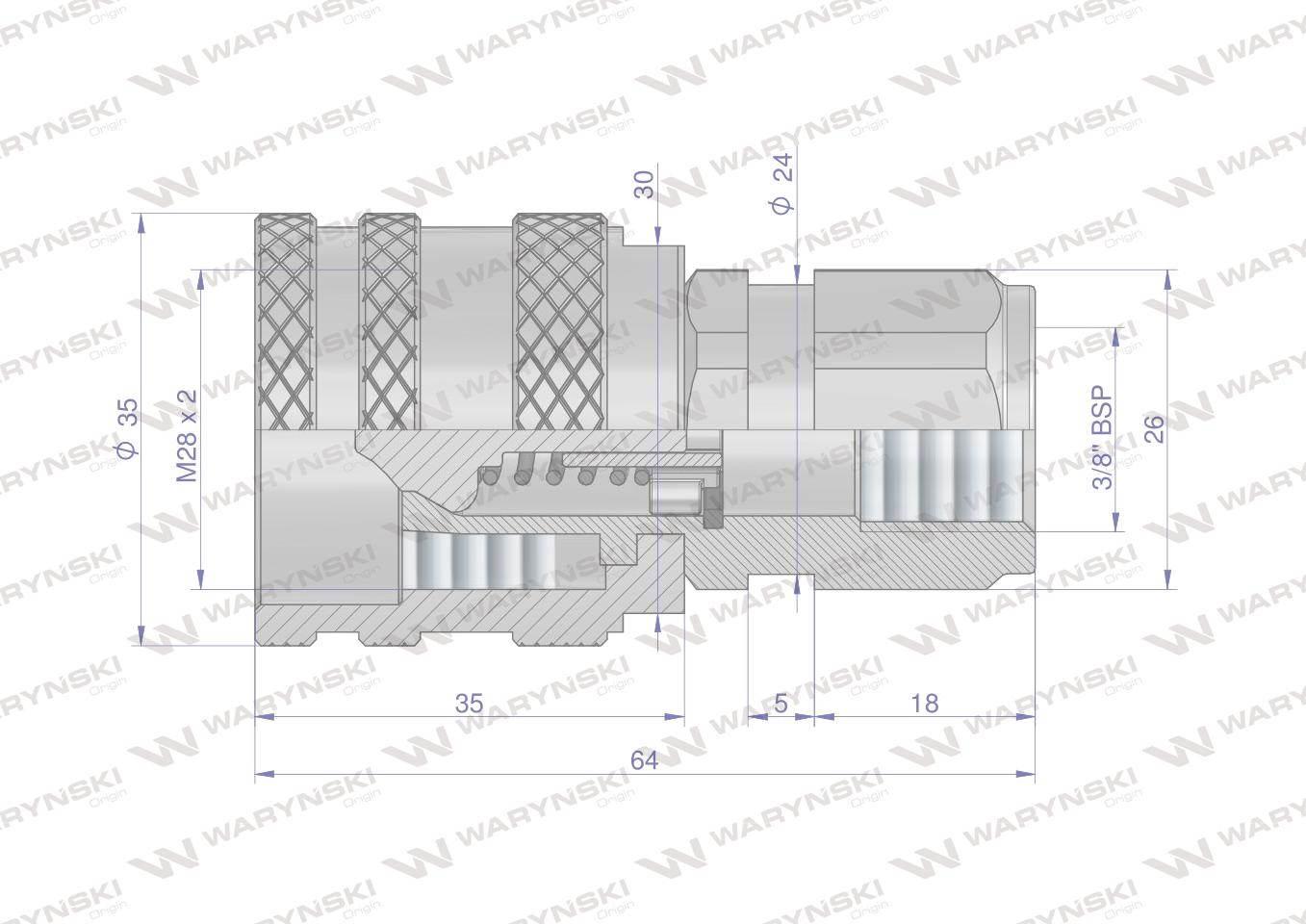 Szybkozłącze hydrauliczne skręcane wtyczka G3/8"BSP gwint wewnętrzny 300bar - zdjęcie 2
