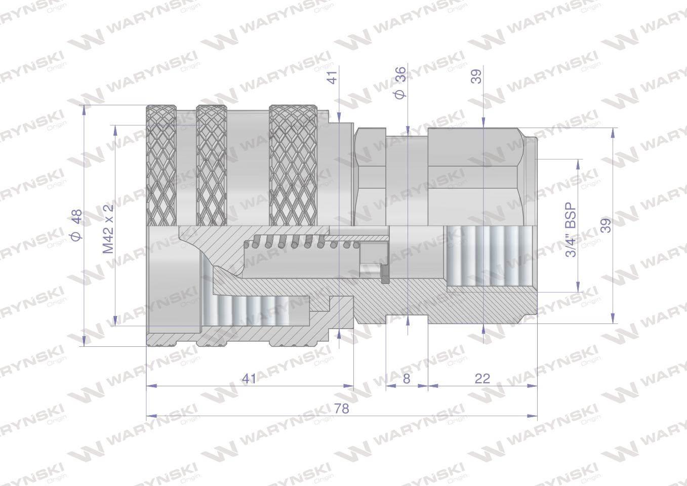 Szybkozłącze hydrauliczne skręcane wtyczka G3/4"BSP gwint wewnętrzny 250bar - zdjęcie 2