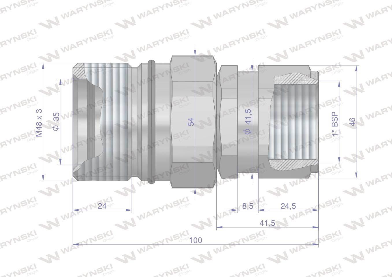 Szybkozłącze hydrauliczne skręcane gniazdo G1"BSP gwint wewnętrzny 250bar W - zdjęcie 2