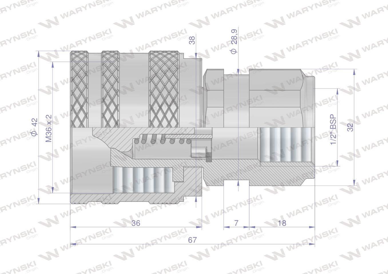Szybkozłącze hydrauliczne skręcane wtyczka G1/2"BSP gwint wewnętrzny 300bar - zdjęcie 2