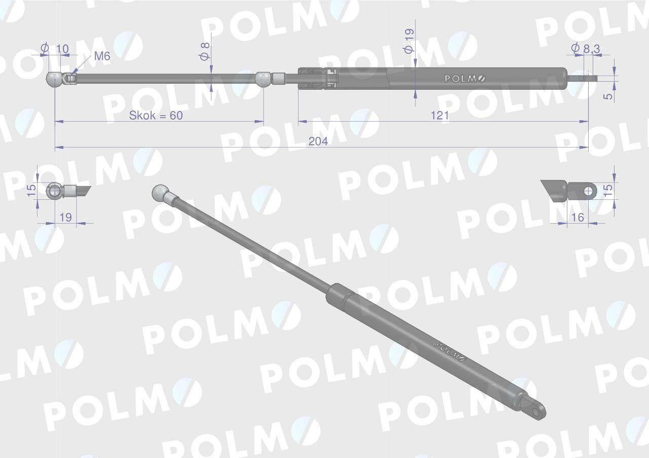 Siłownik pedału sprzęgła L max. 204mm 3583941M1P MASSEY FERGUSON POLMO - zdjęcie 2