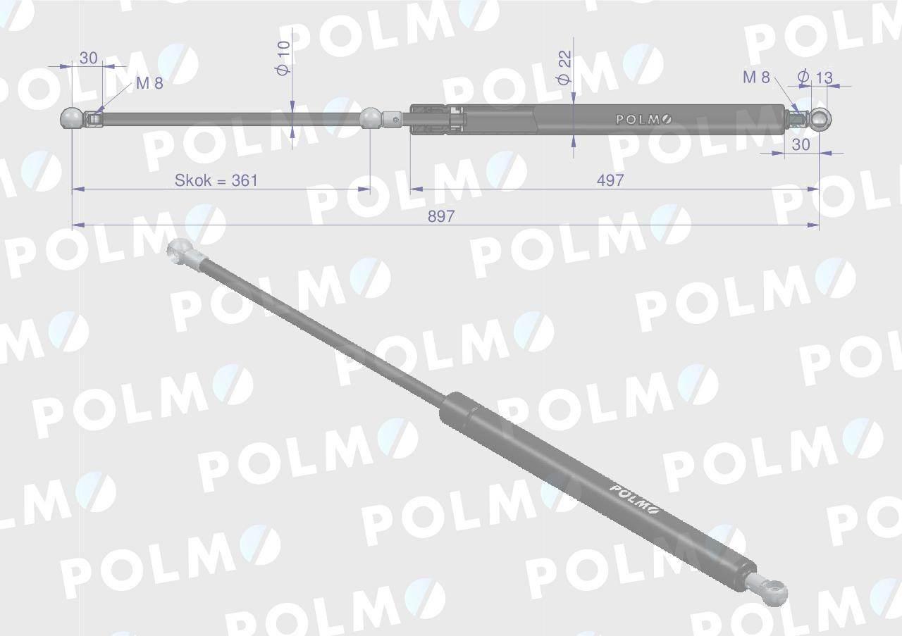 Siłownik L max. 897mm 5016579M1P MASSEY FERGUSON POLMO 5016579M1P - zdjęcie 2
