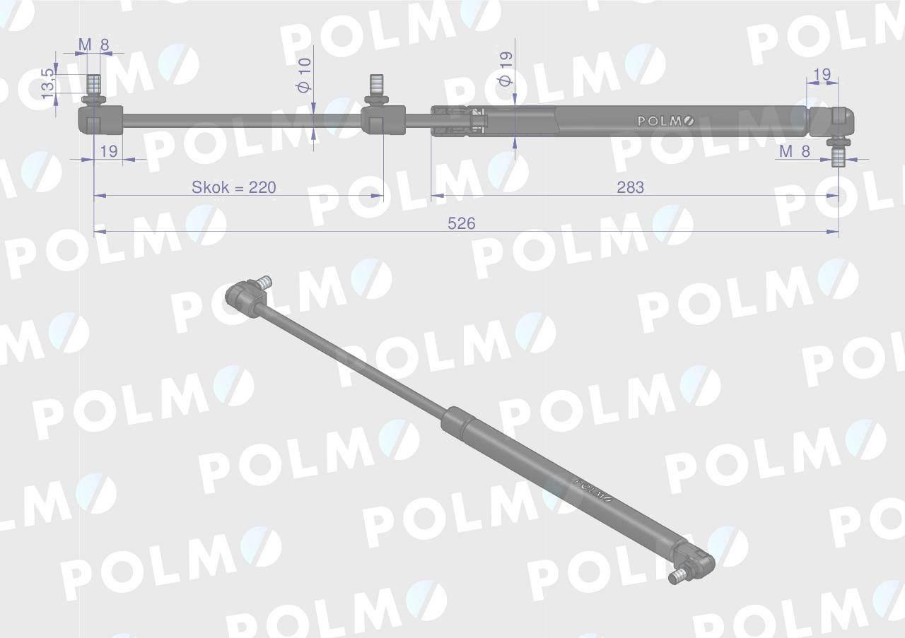 Siłownik L max. 526mm 4274843M1P MASSEY FERGUSON POLMO 4274843M1P - zdjęcie 2