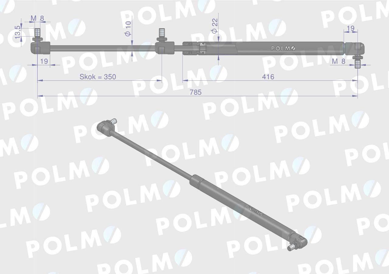Siłownik maski L max. 785mm 3780734M1P MASSEY FERGUSON POLMO 3780734M1P - zdjęcie 2