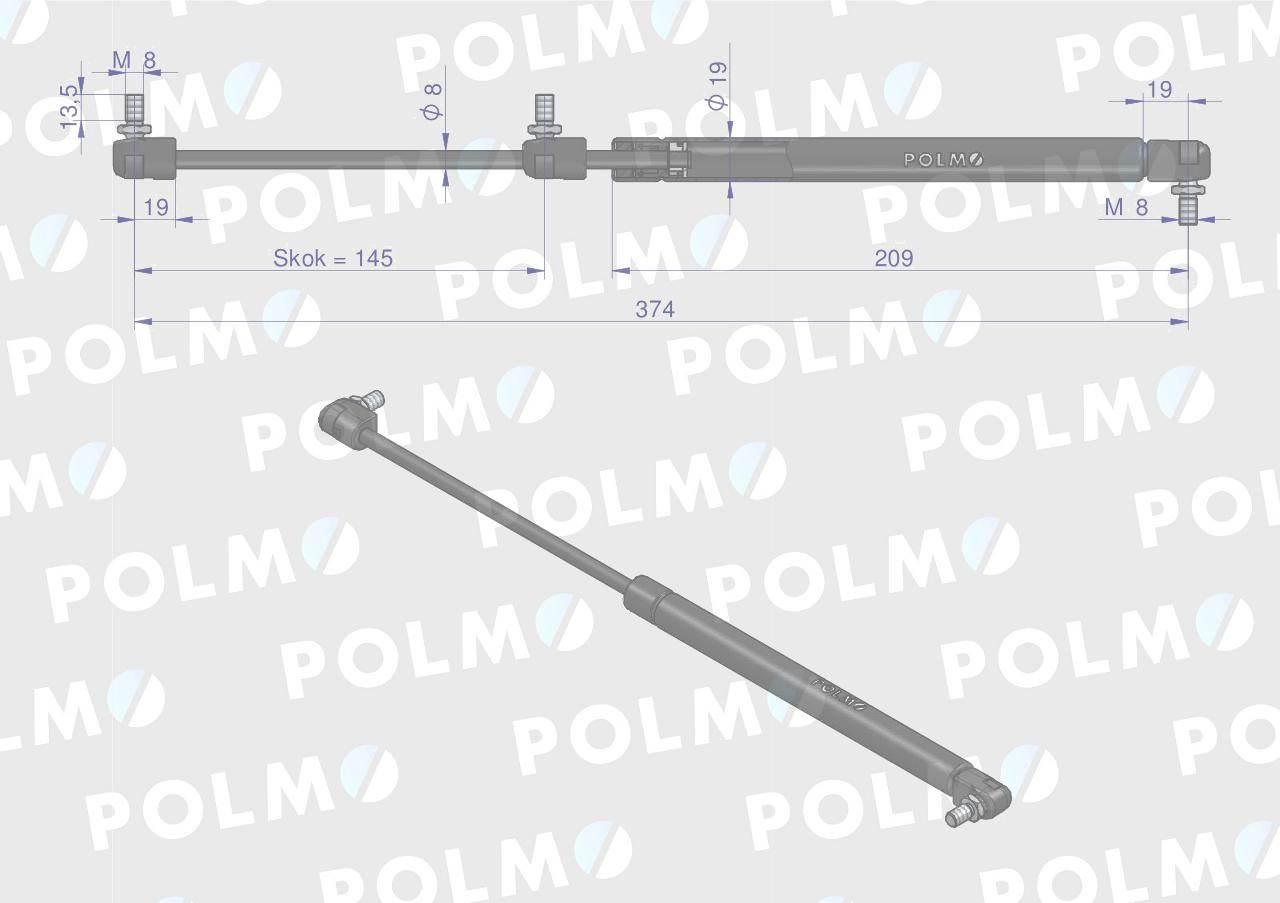 Siłownik szyby tylnej L max. 374mm 65418006 RENAULT POLMO 7700005276P - zdjęcie 2