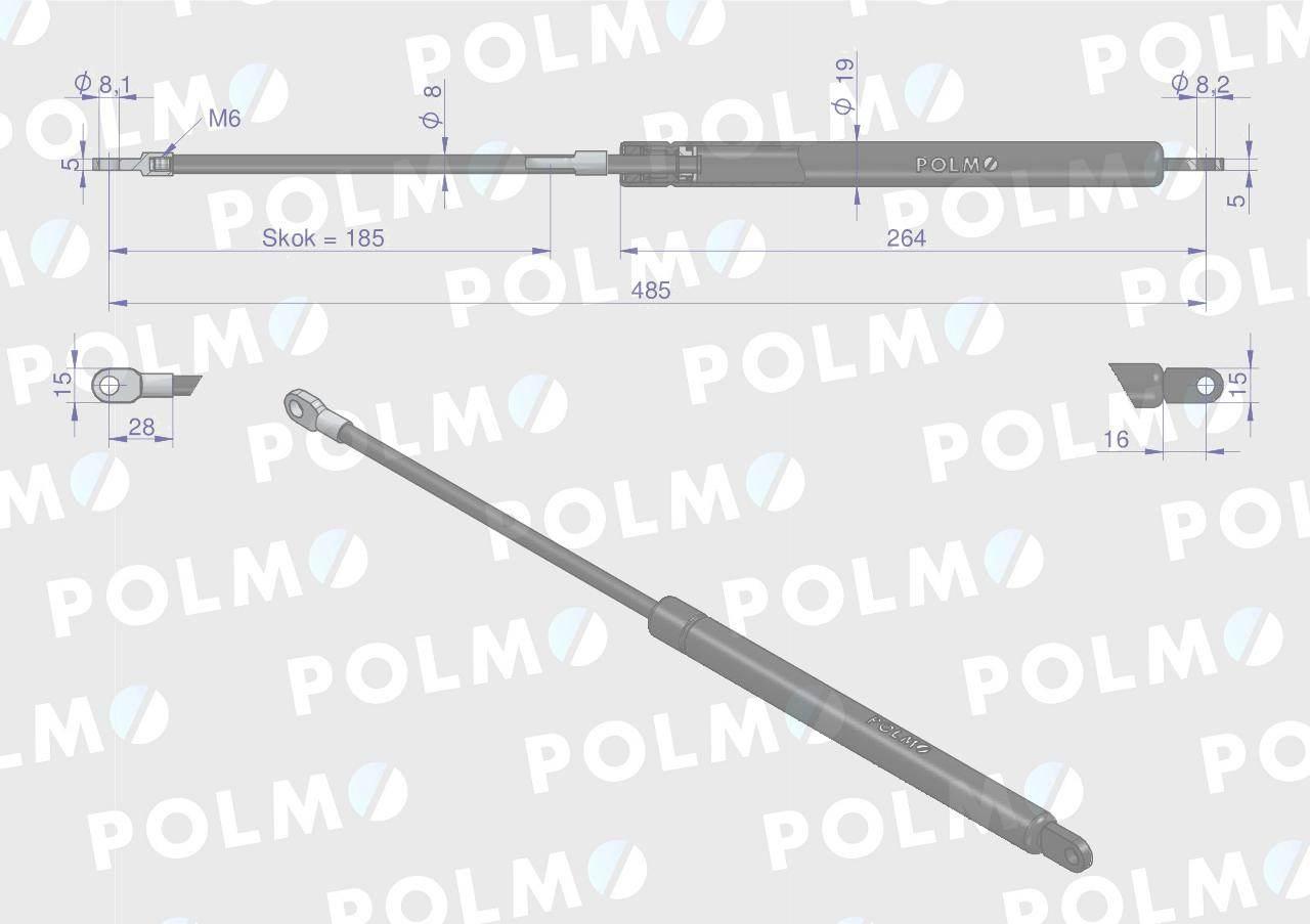 Siłownik drzwi L max. 485mm 65418007 RENAULT POLMO 7701350668P - zdjęcie 2