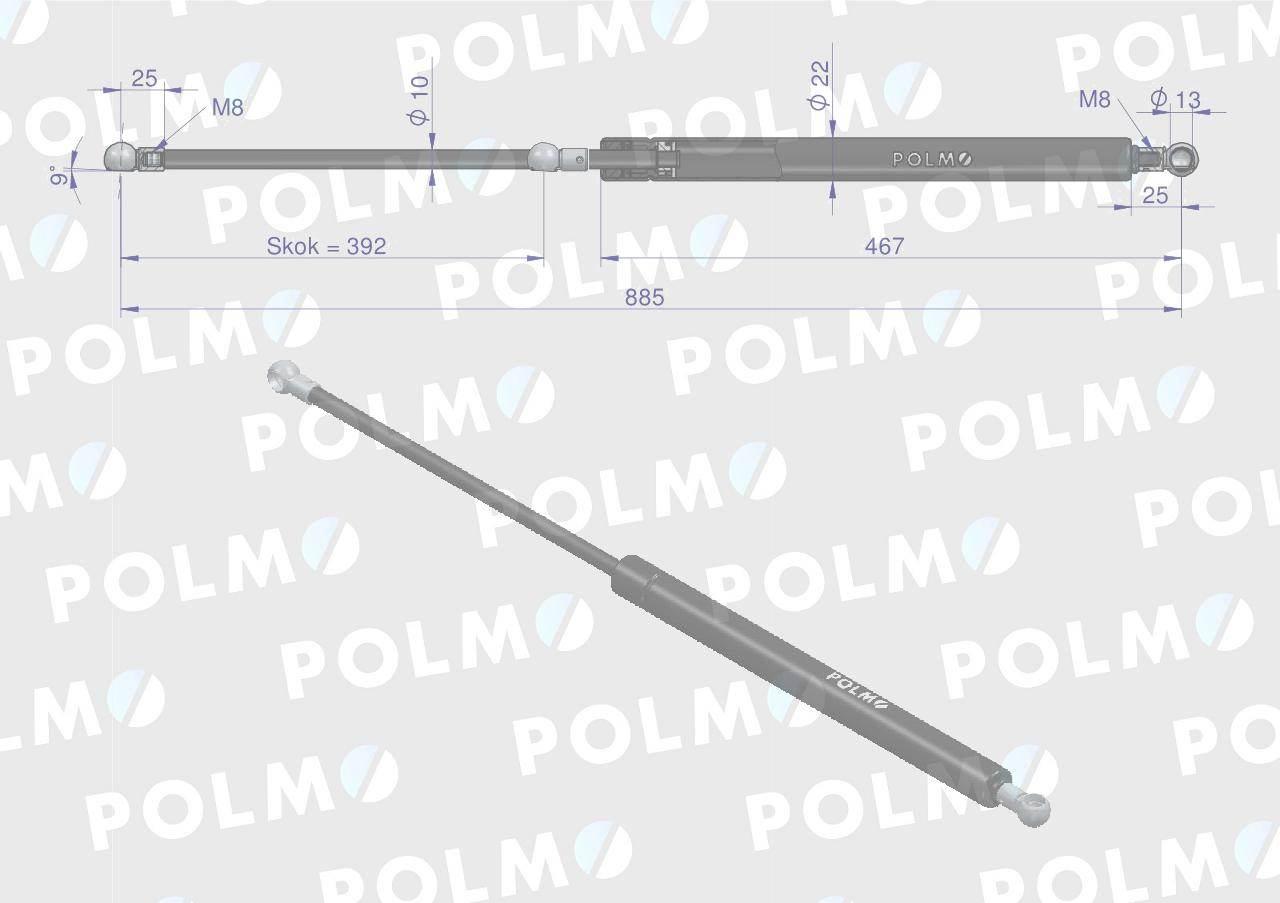 Siłownik maski L max. 885mm 65415047 MASSEY FERGUSON POLMO 3788102M1P - zdjęcie 2