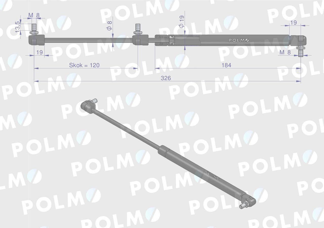 Siłownik drzwi L max. 326mm 65421004 1-99-976-060 STEYR POLMO 199976060P - zdjęcie 2