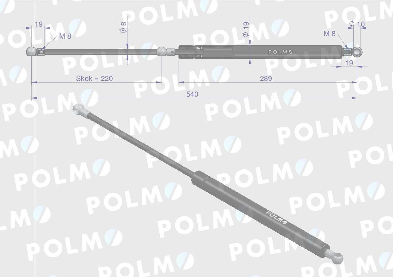 Siłownik drzwi L max. 540mm 65417043 FIAT POLMO 5147419P - zdjęcie 2
