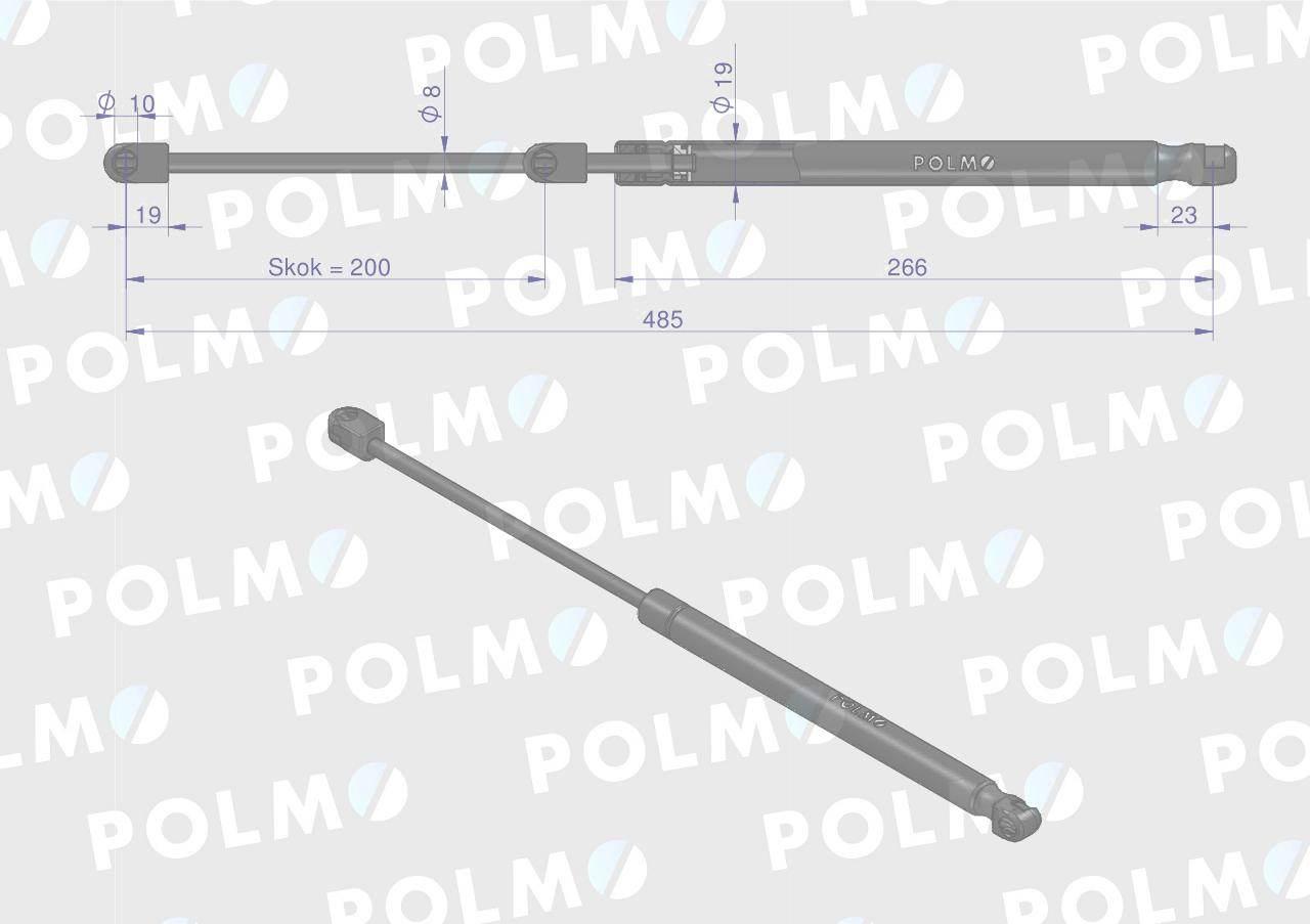 Siłownik szyby przedniej L max. 485mm 65421005 STEYR POLMO 199976048P - zdjęcie 2