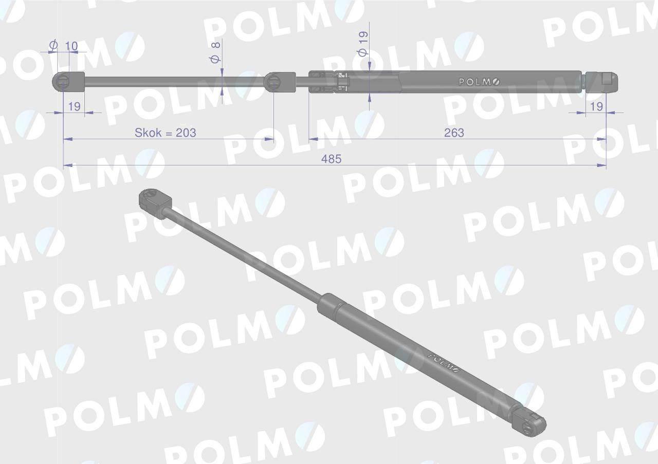 Siłownik szyby przedniej L max. 485mm 3901111M1P MASSEY FERGUSON POLMO - zdjęcie 2