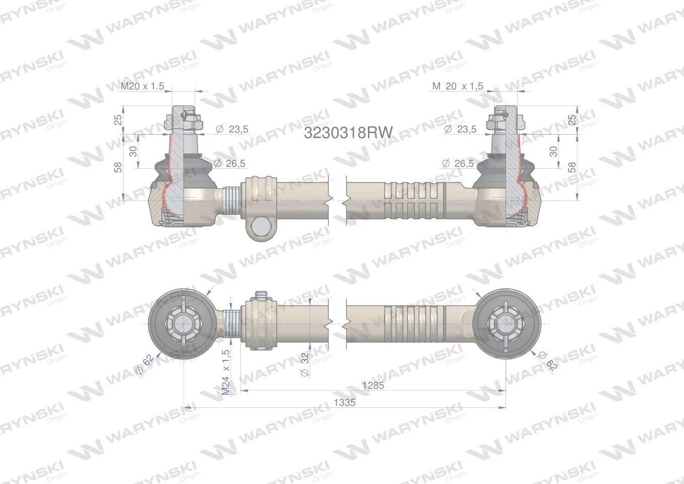 Drążek kierowniczy 1335mm 3230318R WARYŃSKI 3230318RW - zdjęcie 2