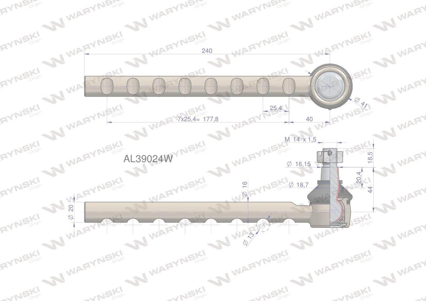 Przegub kierowniczy 240mm AL39019 WARYŃSKI AL39019W - zdjęcie 2