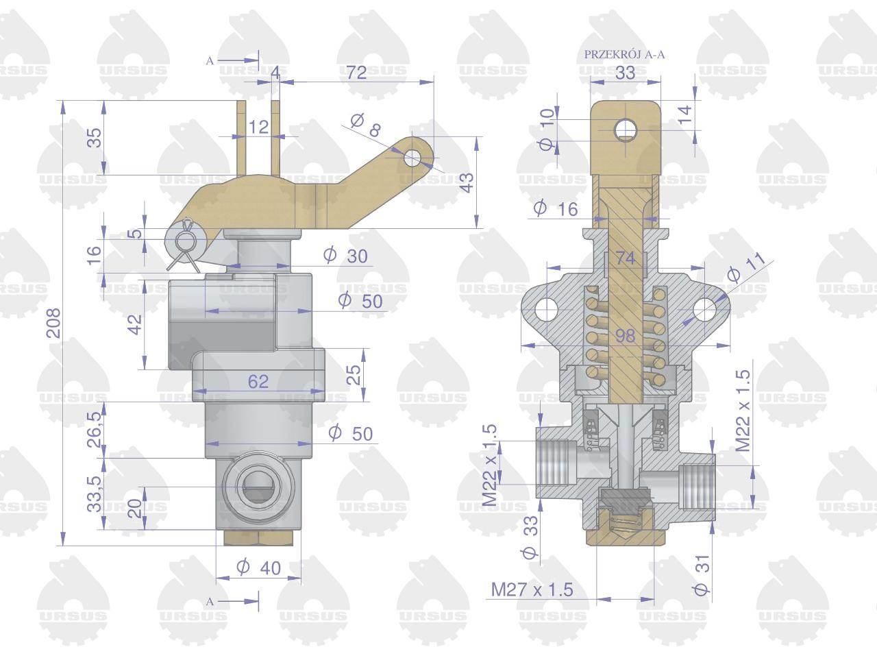 Zawór hamulcowy 956828 C-360 ORYGINAŁ URSUS 50568050U