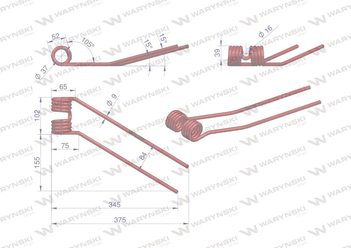 Palec przetrząsarka zastosowanie Deutz Fahr Pottinger 06229776 Waryński - zdjęcie 2