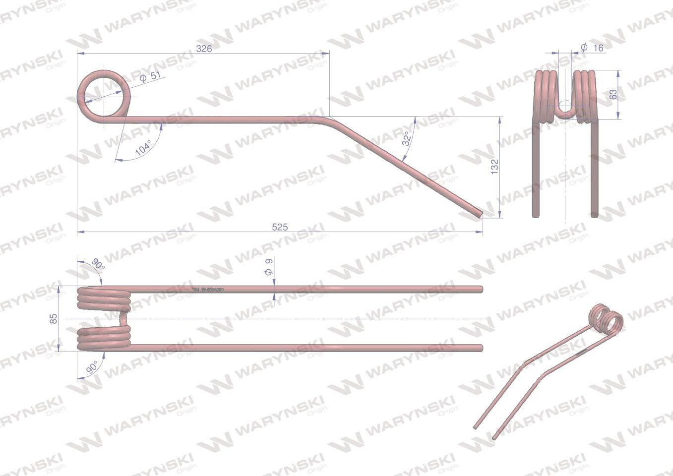 Palec zgrabiarka karuzelowa zastosowanie Claas 9536290 Waryński W-9536290 - zdjęcie 2