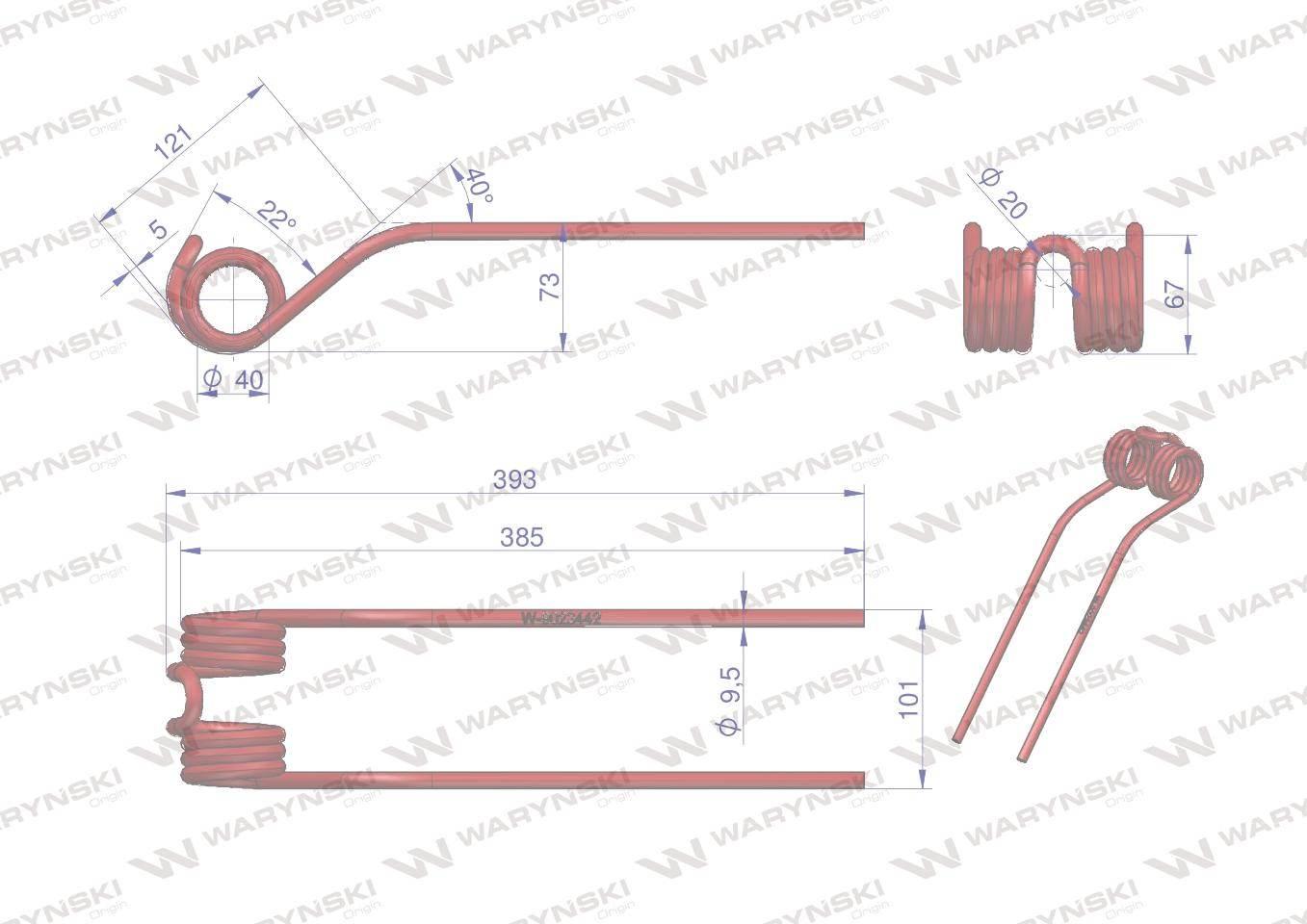 Palec przetrząsarka zastosowanie Claas 9023442 Waryński W-9023442 - zdjęcie 2