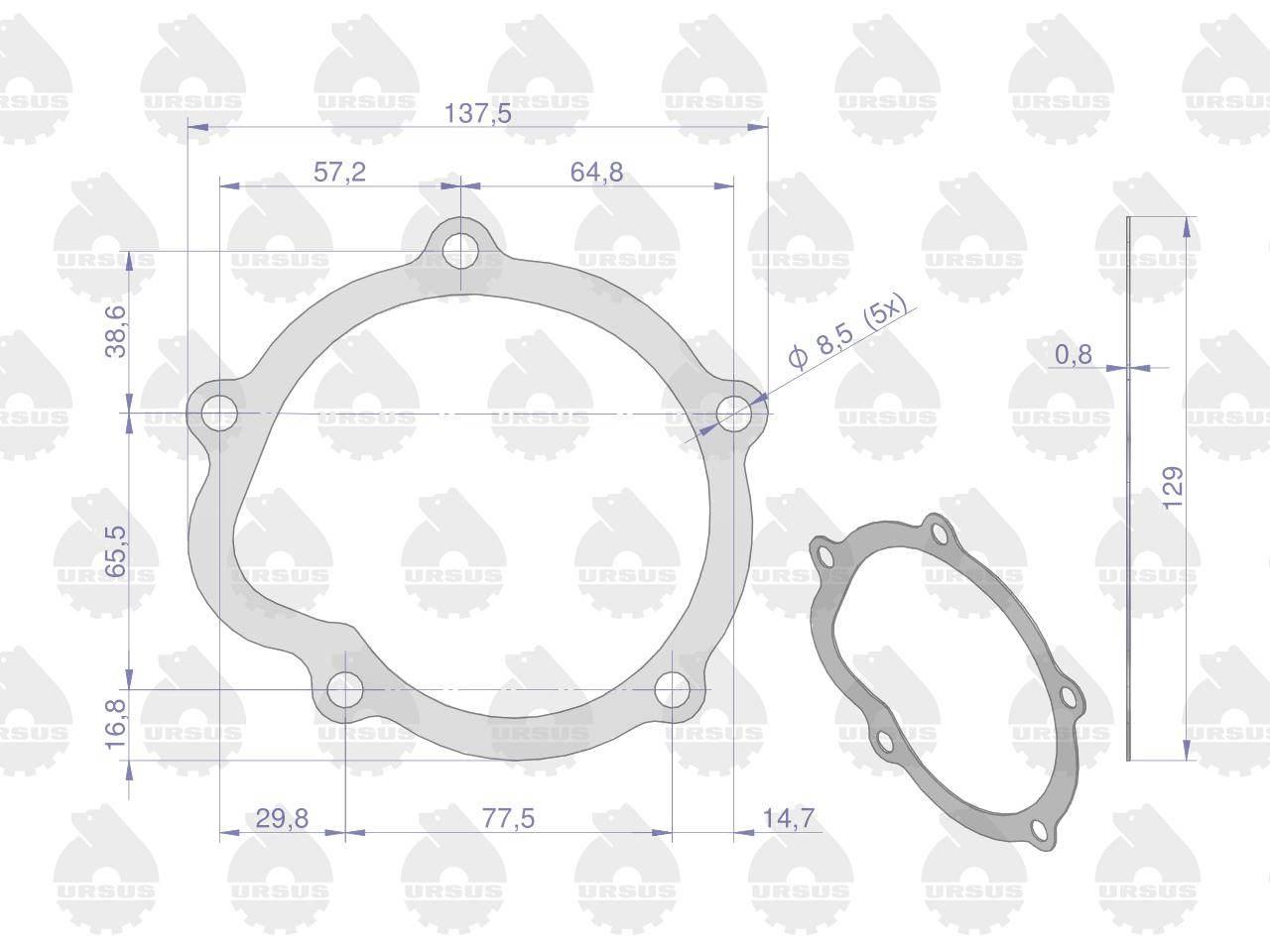 Uszczelka pompy wodnej krążelit 0.8mm C-330 ORYGINAŁ URSUS 10szt 50004510U - zdjęcie 2