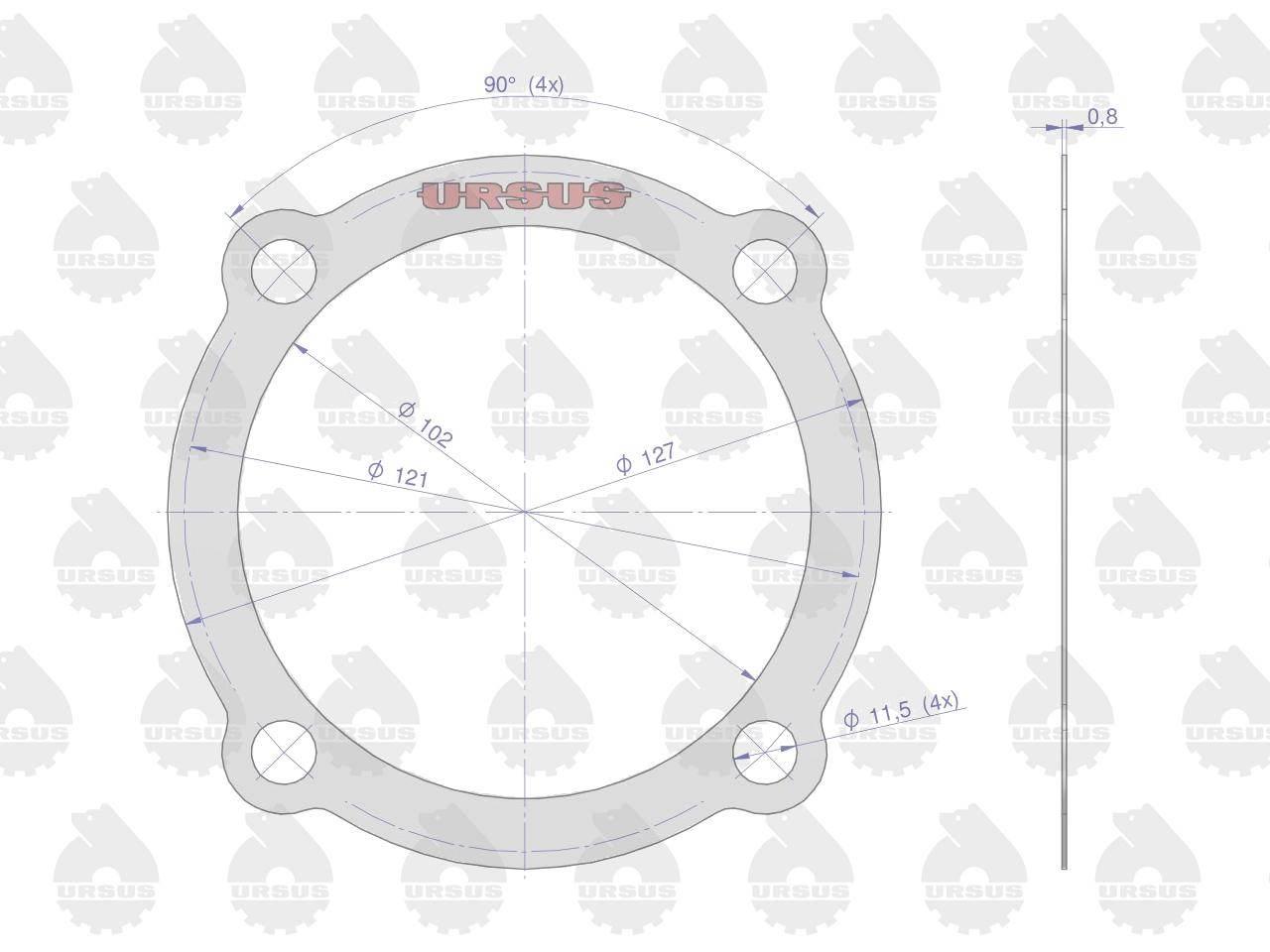 Uszczelka pokrywy łożyska WOM krążelit 0.8mm C-385 ORYGINAŁ URSUS 10szt - zdjęcie 2