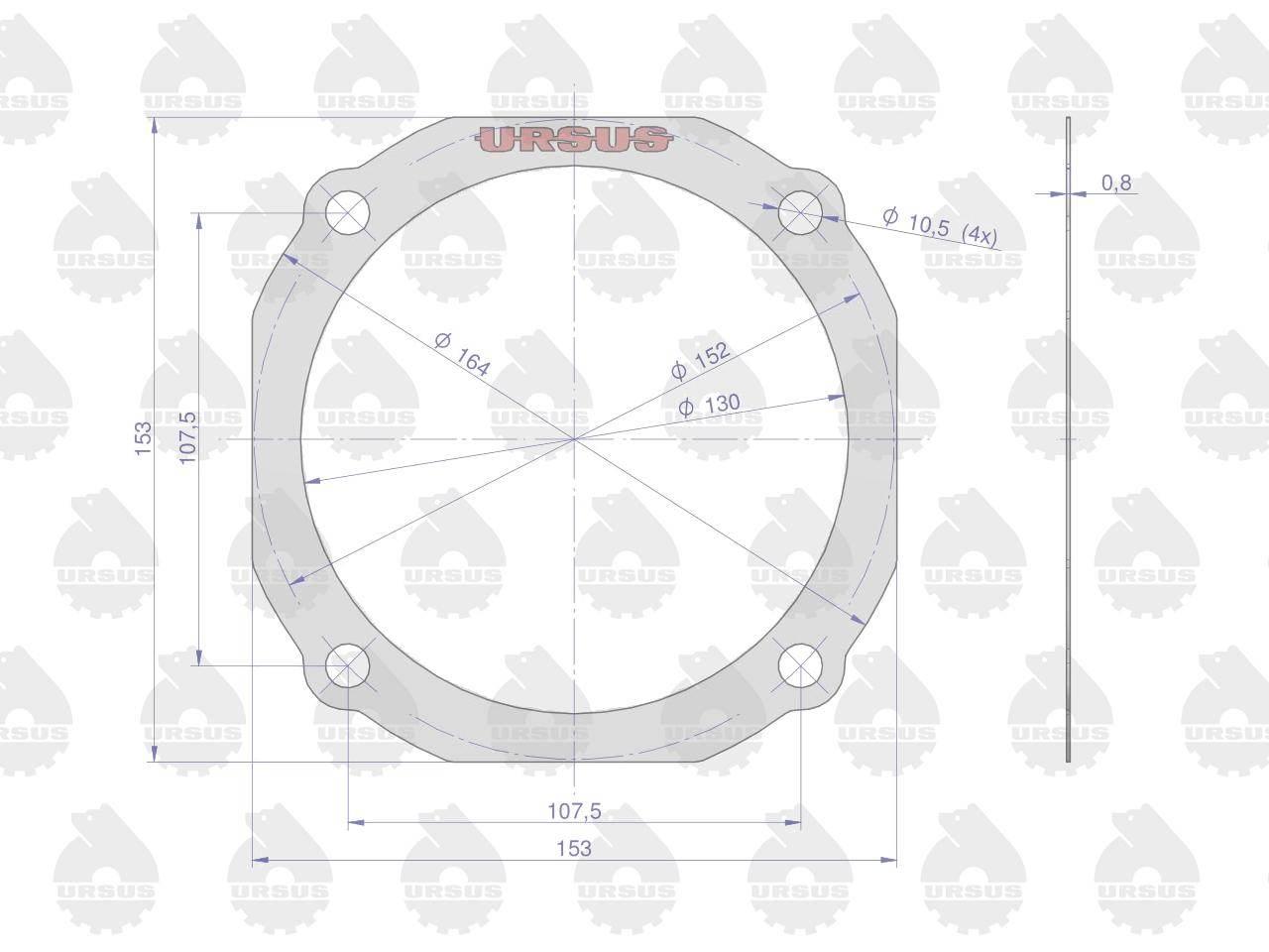 Uszczelka pokrywy półosi krążelit 0.8mm Zetor ORYGINAŁ URSUS 10szt - zdjęcie 2