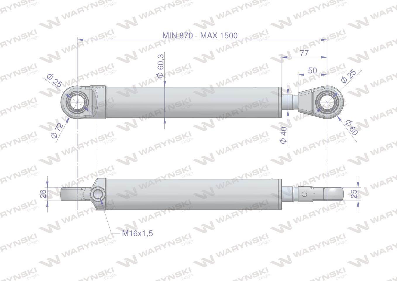 Cylinder hydrauliczny - siłownik jednostronny (7210120051. CN2F-40/630Z+U) - zdjęcie 3