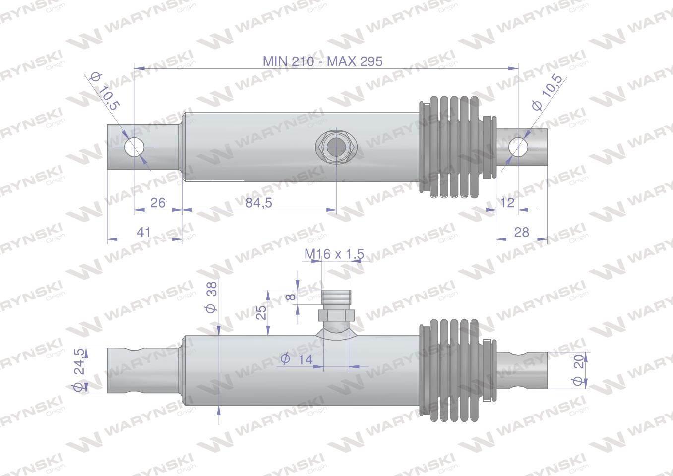 Cylinder hydrauliczny - siłownik (SMN20/86. SMN 1.20/86) nurnikowy rozsiewa - zdjęcie 3
