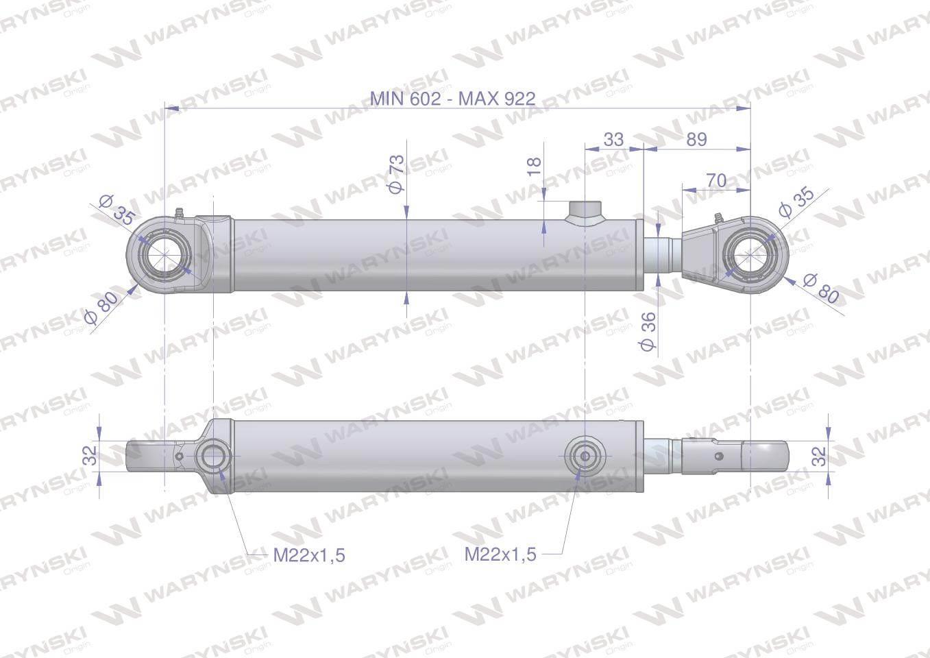 Cylinder hydrauliczny - siłownik dwustronny (7210120053. CJ2*63/36*320z+KT2 - zdjęcie 2