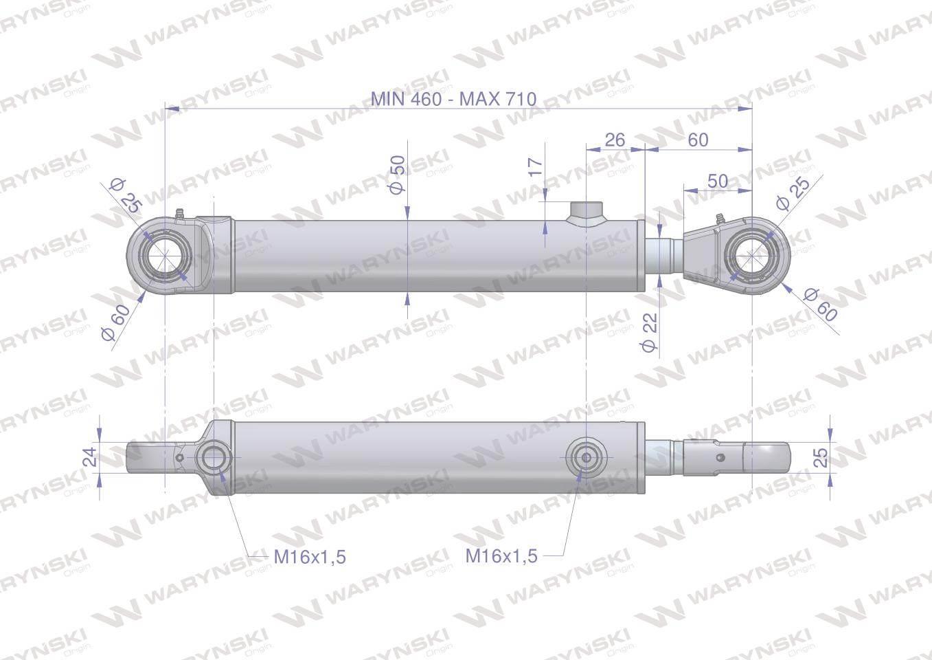 Cylinder hydrauliczny - siłownik dwustronny wysuwu motowideł (5040995390. C - zdjęcie 2