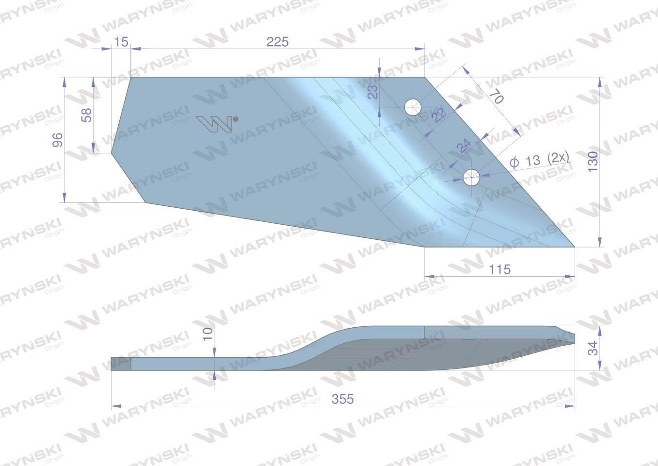 Lemiesz wygięty krótki lewy zastosowanie Lemken Smaragd Waryński W-3374419 - zdjęcie 3