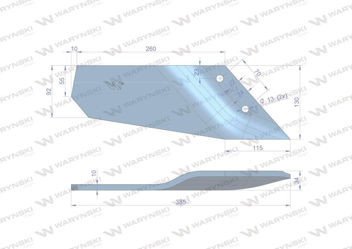 Lemiesz wygięty długi lewy zastosowanie Lemken Smaragd Waryński W-3374421 - zdjęcie 3