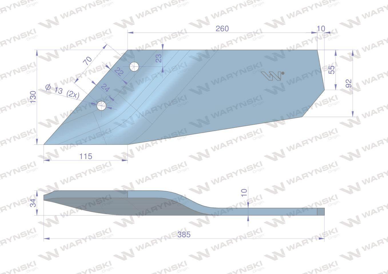 Lemiesz wygięty długi prawy zastosowanie Lemken Smaragd Waryński W-3374420 - zdjęcie 3
