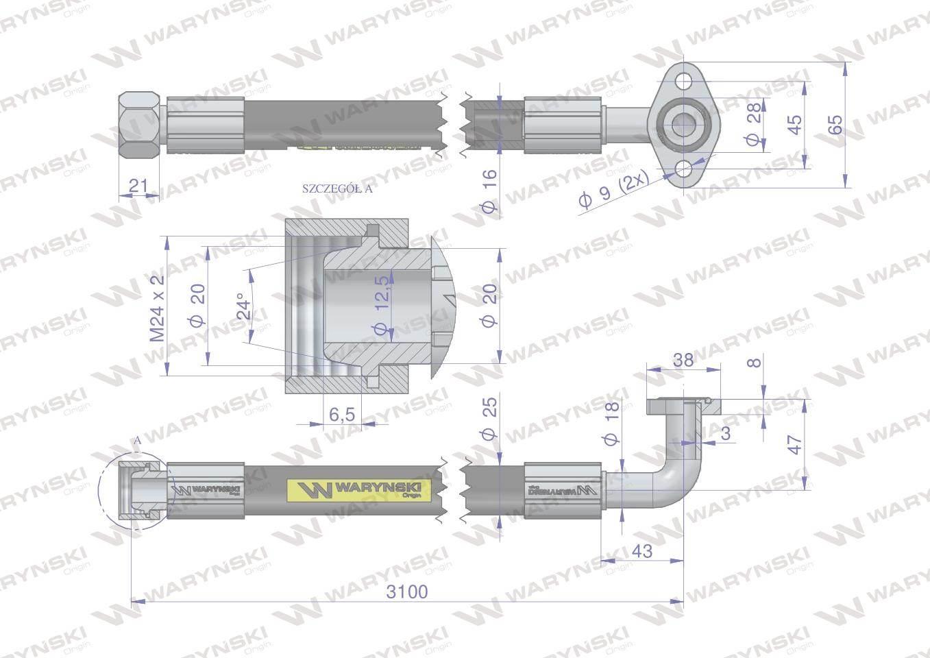 Przewód hydrauliczny 250 bar DN16-2SN kątowa 90 kryza (5050900130; 50509000 - zdjęcie 2