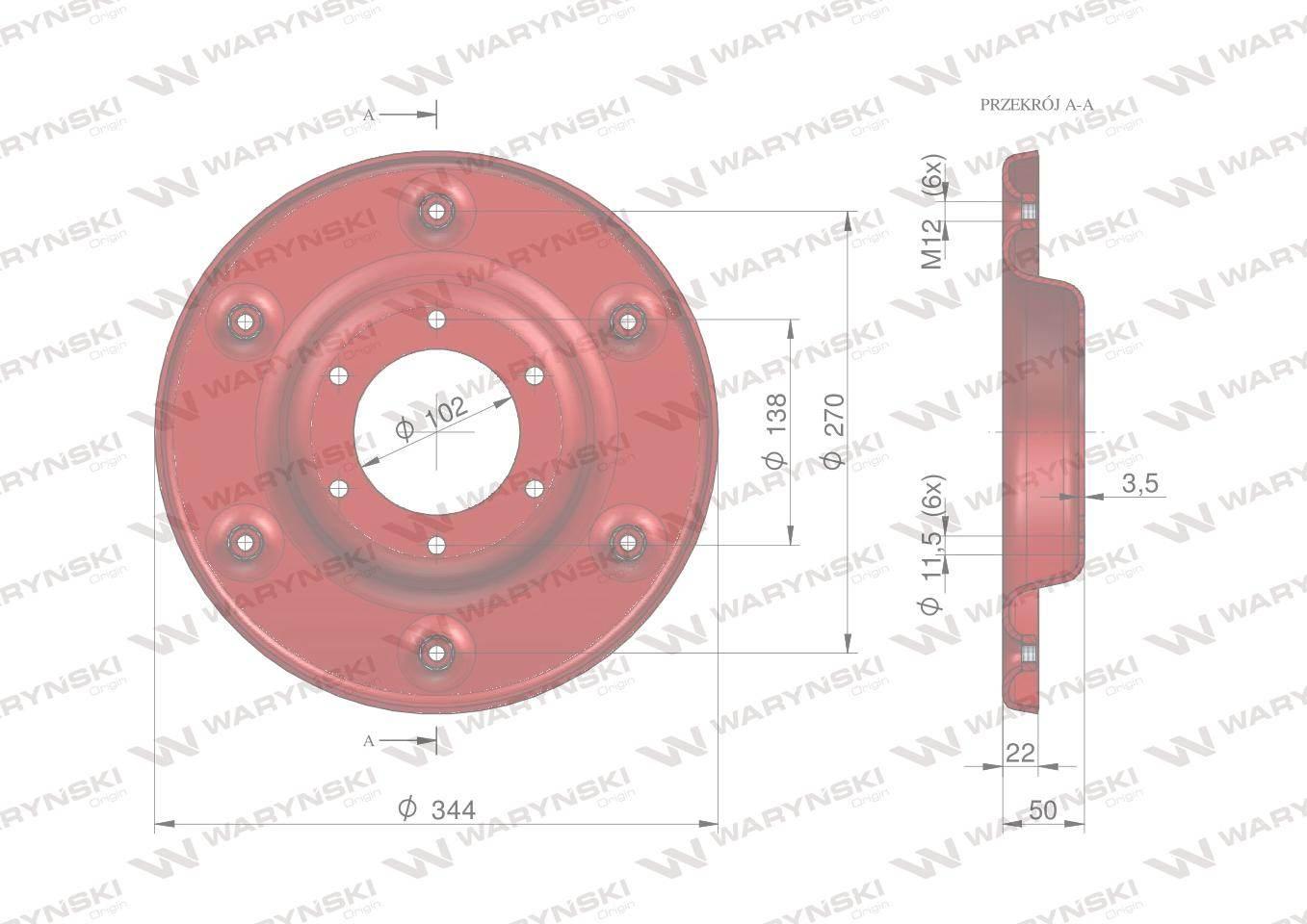 Talerz oporowy Kosiarka rotacyjna polska Waryński W-5036010340 - zdjęcie 2