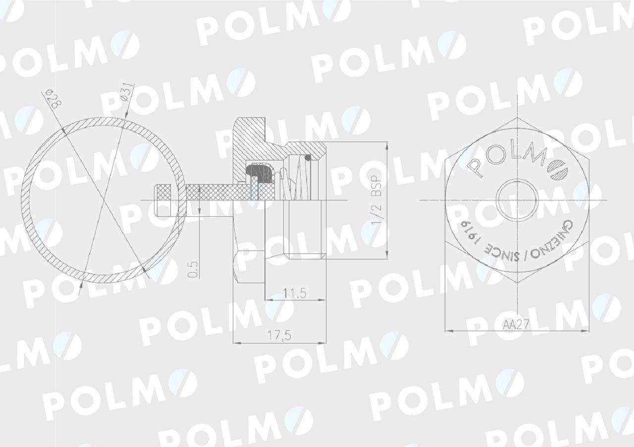 Zawór odwadniający zbiornika powietrza 1/2 BSP 1664505MP POLMO 16645055MP - zdjęcie 3