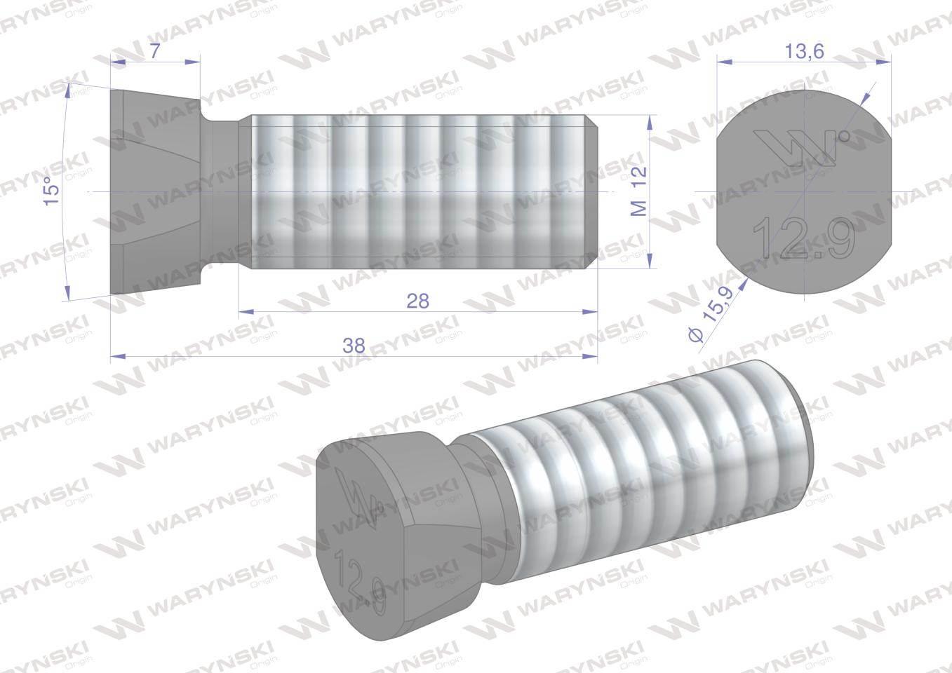 Śruba kpl. płużna oval z dwóch stron ścięta M12x38 mm kl.12.9 zastosowanie - zdjęcie 5