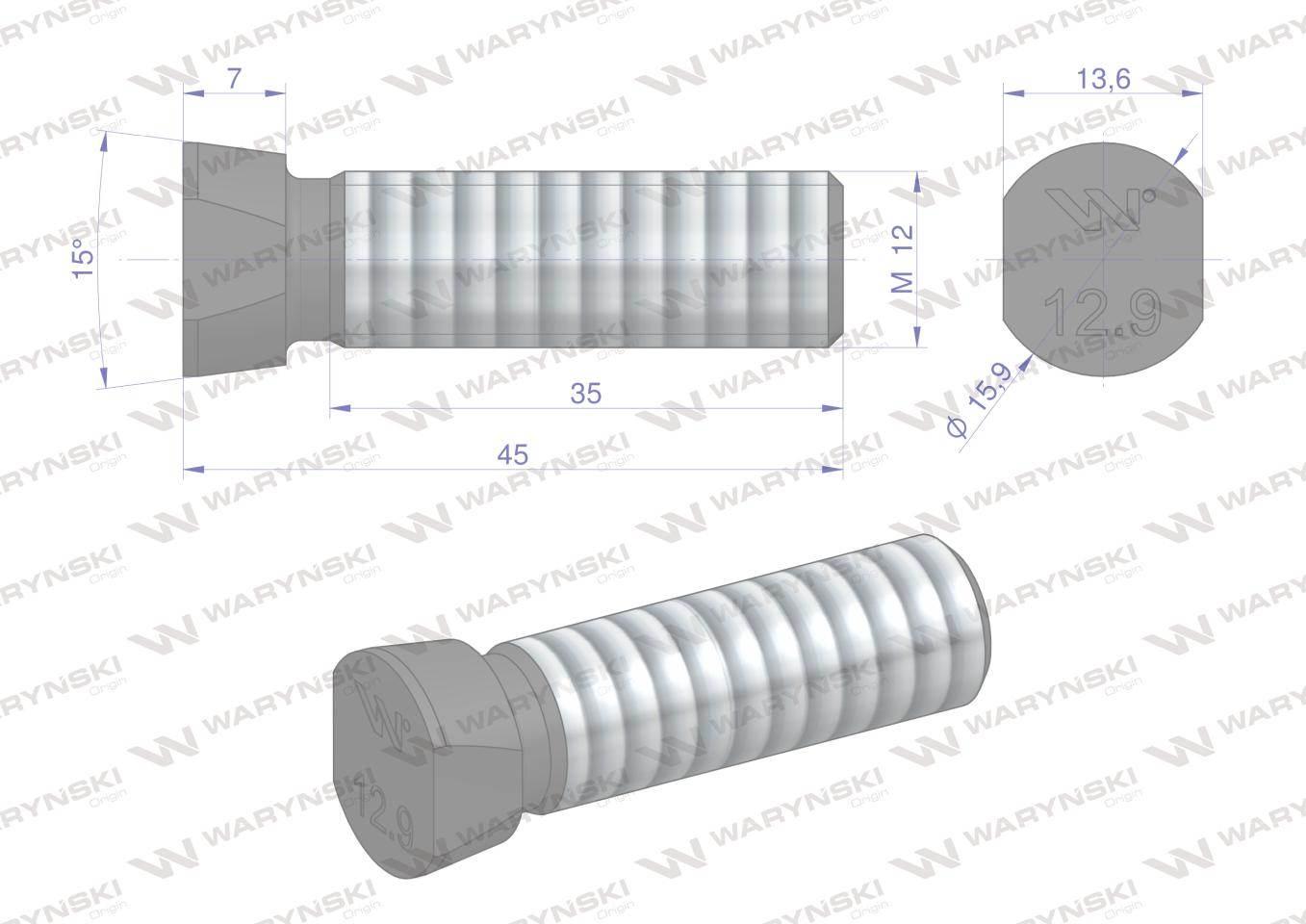Śruba kpl. płużna oval z dwóch stron ścięta M12x45 mm kl.12.9 zastosowanie - zdjęcie 5
