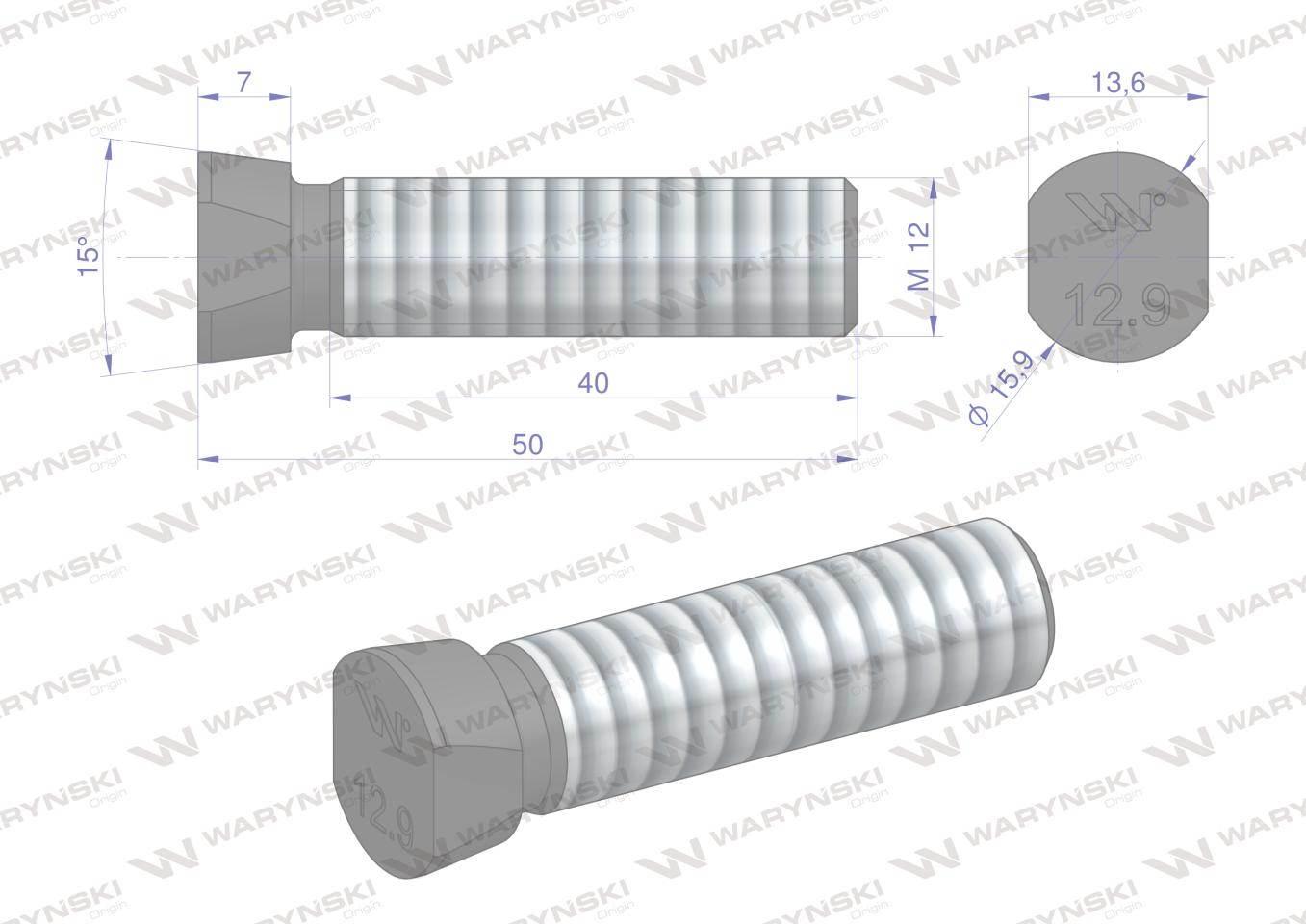 Śruba kpl. płużna oval z dwóch stron ścięta M12x50 mm kl.12.9 zastosowanie - zdjęcie 5
