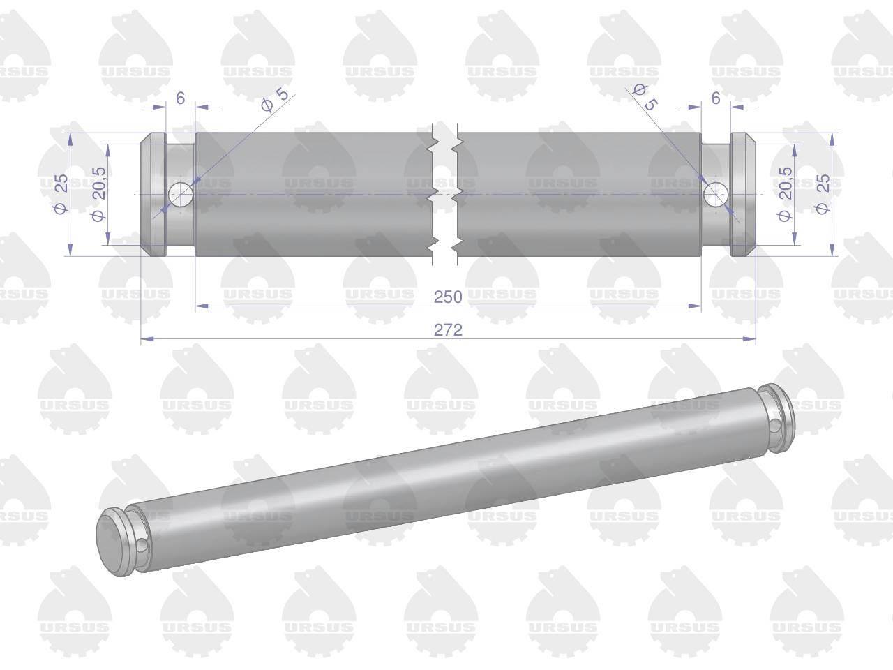 Sworzeń ramy zaczepu dolnego C-330 ORYGINAŁ URSUS 50164710U - zdjęcie 2